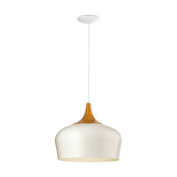 EGLO Obregon - Hanglamp - 1 Lichts - Ø350mm. - Creme, Eik