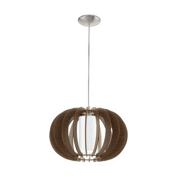 EGLO Stellato 3 Hanglamp - 1 Lichts - Ø40cm - Nikkel-Mat - Bruin, Wit