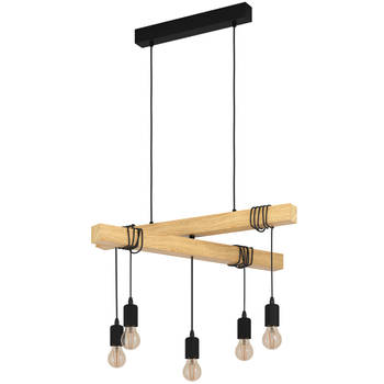 EGLO Townshend Hanglamp - E27 - 90 cm - Zwart/Bruin