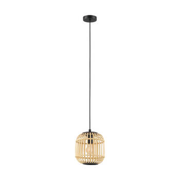 EGLO Bordesley Hanglamp - 1 lichts - Ø21cm. - E27 - Zwart/bamboo