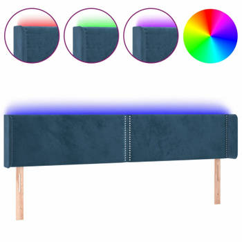 vidaXL Hoofdbord LED 183x16x78/88 cm fluweel donkerblauw