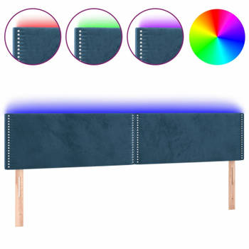 vidaXL Hoofdbord LED 160x5x78/88 cm fluweel donkerblauw