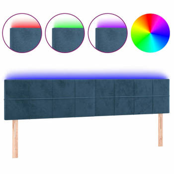 vidaXL Hoofdbord LED 180x5x78/88 cm fluweel donkerblauw