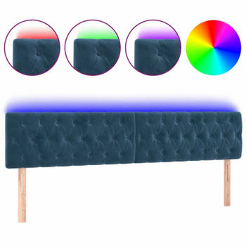 vidaXL Hoofdbord LED 180x7x78/88 cm fluweel donkerblauw