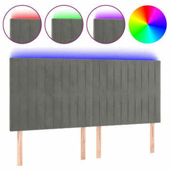 vidaXL Hoofdbord LED 160x5x118/128 cm fluweel lichtgrijs