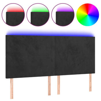 vidaXL Hoofdbord LED 200x5x118/128 cm fluweel zwart