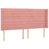 vidaXL Hoofdbord met randen 203x16x118/128 cm fluweel roze