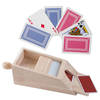 Houten Blackjack kaartgever/slof met handvat 28 x 11,5 x 9,5 cm inclusief 4x sets speelkaarten - Speelkaarthouders
