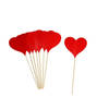 40x Decoratie rode hartjes prikkers voor Valentijn 18 cm hout/papier - Feestdecoratievoorwerp