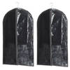 Set van 2x stuks kleding/beschermhoes zwart 100 cm inclusief kledinghangers - Kledinghoezen