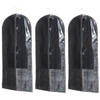 Set van 3x stuks kleding/beschermhoezen pp zwart 135 cm inclusief kledinghangers - Kledinghoezen