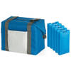 Strand/picknick isolatie koeltas blauw 15 liter/38 x 33 x 18 cm met 5x stuks koelelementen - Koeltas