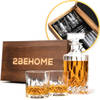 2BEHOME Whiskey set met decanteer karaf - incl 2 whiskey glazen en 6 whiskey stones en luxe geschenkdoos - Whiskey karaf