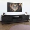 TV meubel industrieel mangohout Danae zwart visgraat 210cm tv kast duurzaam mango massief hout tv-meubel