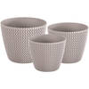 Plantenpotten/bloempot set 3x mix formaten kunststof taupe 30/26/22 cm - Plantenpotten