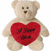 Valentijn Love cadeau set - Knuffelbeer met rood Love you hartje 10 cm - Knuffelberen