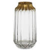 Bloemenvaas - luxe decoratie glas - transparant/goud - 13 x 23 cm - Vazen