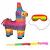 Pinata van een Mexicaanse Ezel set met masker en stok - Pinatas