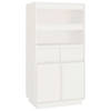 vidaXL Hoge kast 60x40x116,5 cm massief grenenhout wit