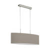 EGLO Pasteri - Hanglamp - 2 Lichts - 75cm - Nikkel-Mat - Taupe