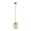 EGLO Bordesley Hanglamp - 1 lichts - Ø21cm. - E27 - Zwart/bamboo