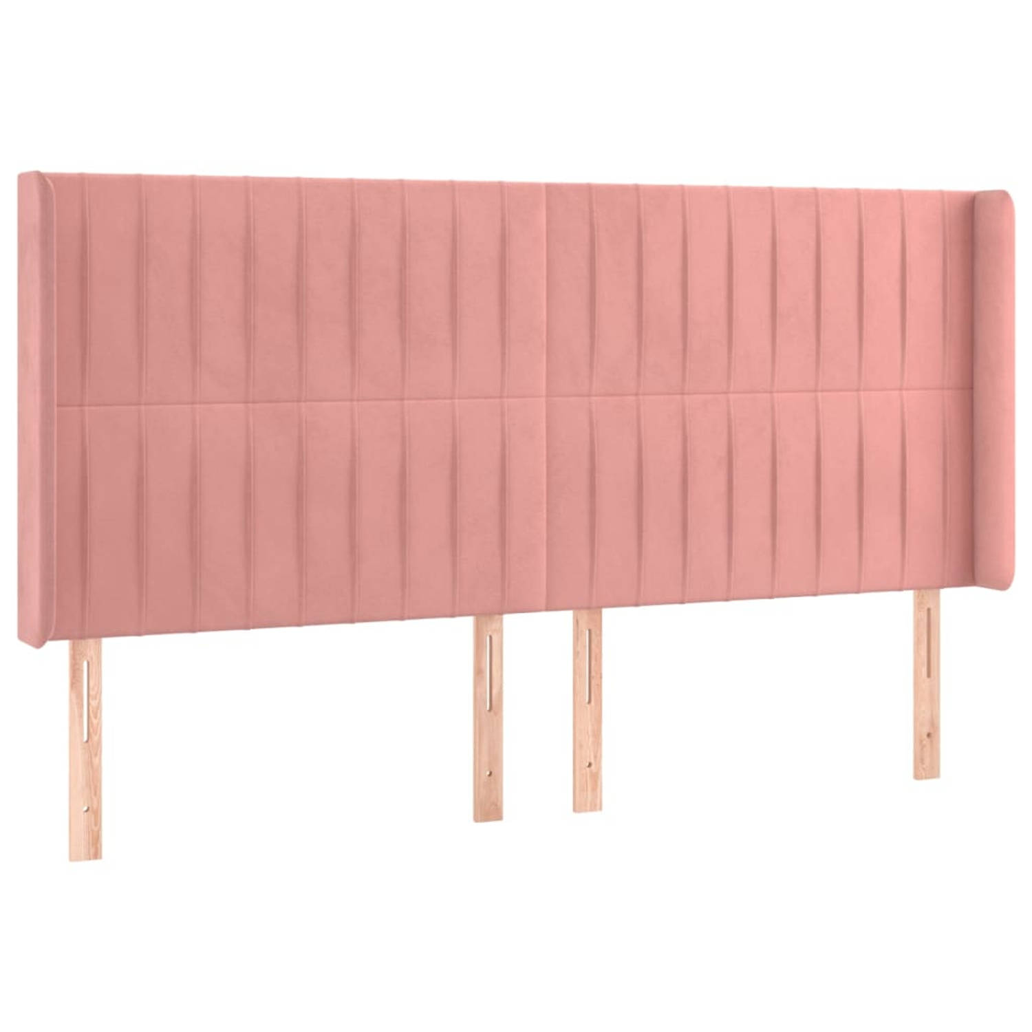 The Living Store - Hoofdbord - Roze - 183 x 16 x 118/128 cm - Fluwelen stof - Verstelbare hoogte