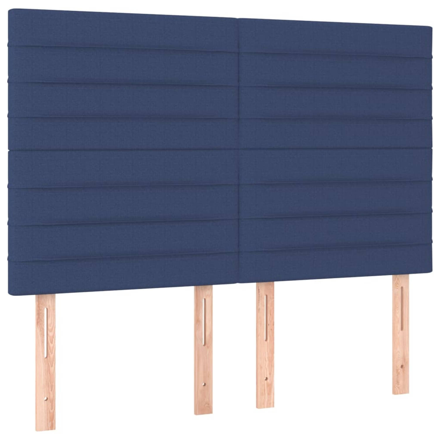 The Living Store Hoofdbord - Hoofdeind - Blauw - 144x5x118/128 cm - Verstelbare Hoogte