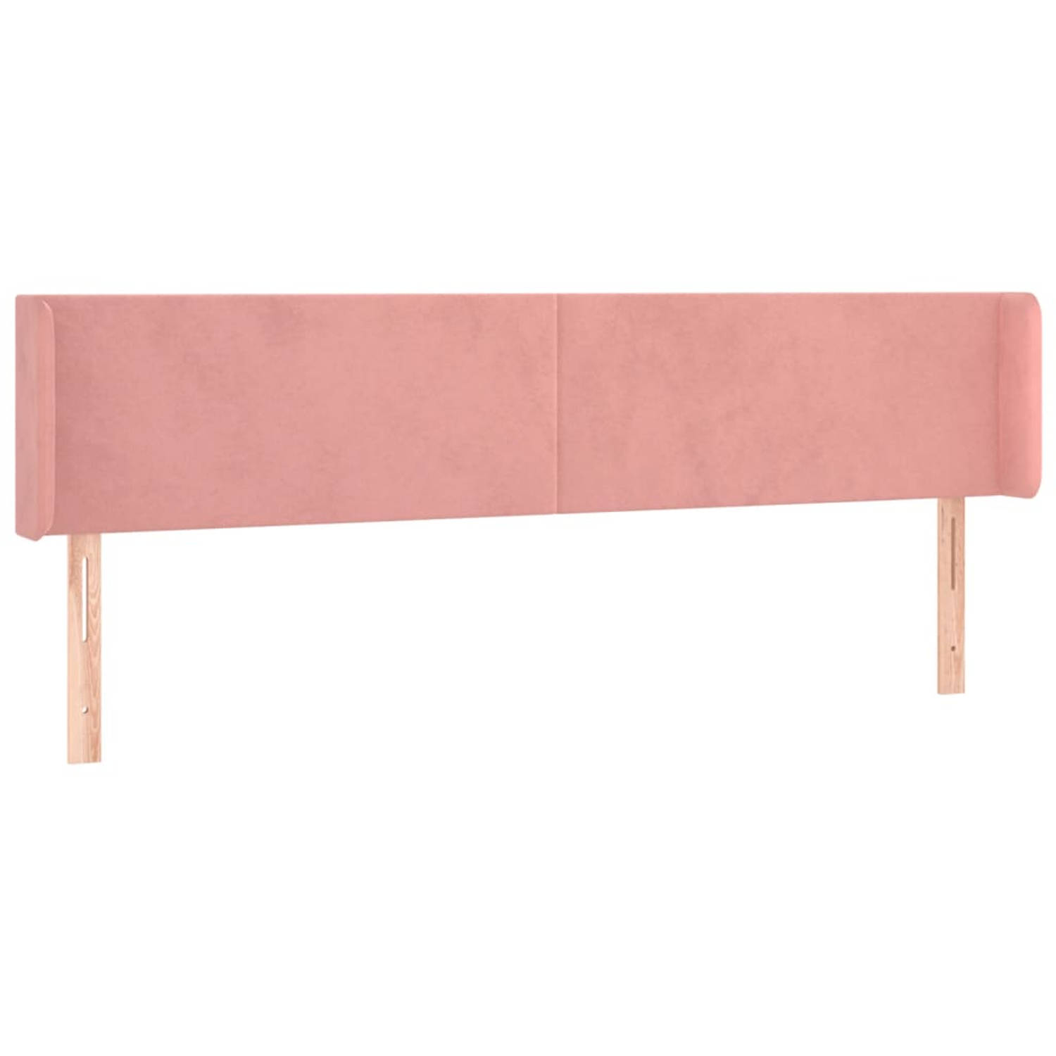 The Living Store Hoofdbord met randen 183x16x78/88 cm fluweel roze - Bedonderdeel