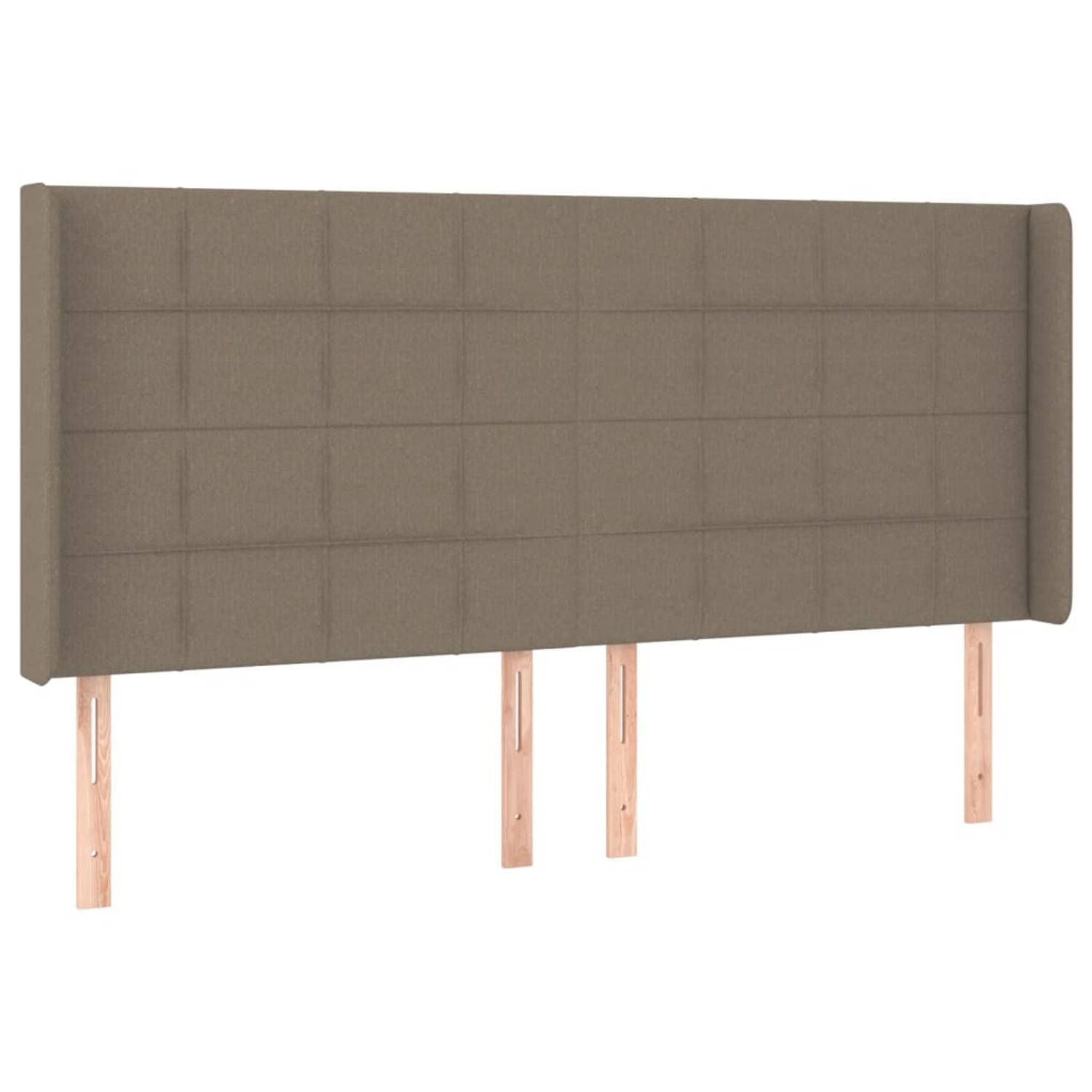 The Living Store Hoofdbord - Hoofdeind en 2x rand - 163x16x118/128 cm - Taupe - Stof (100% polyester) - bewerkt hout - massief larikshout - Schuim gevuld