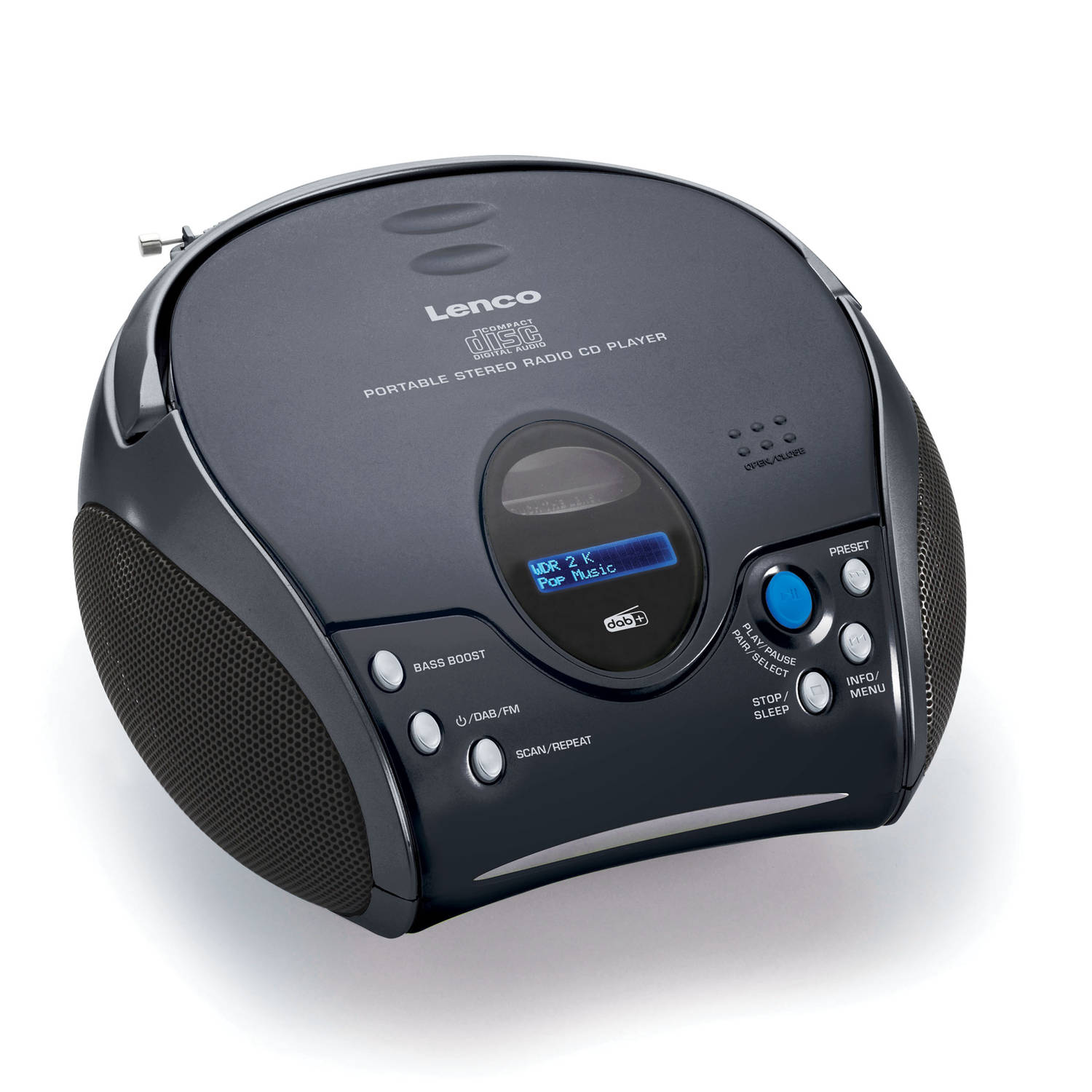 Draagbare DAB+ radio met CD-speler en Bluetooth® Lenco SCD-24DAB BK Zwart-Zilver