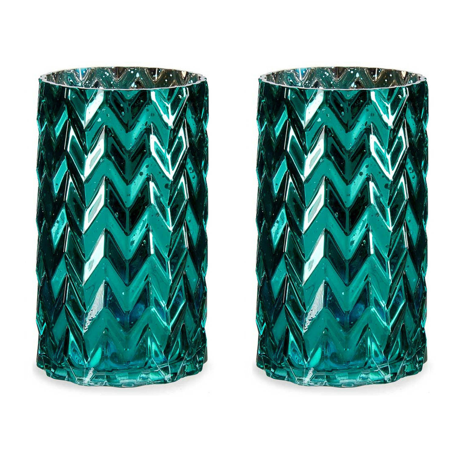 Berri rijk Cumulatief Bloemenvazen 2x stuks - luxe decoratie glas - turquoise blauw - 11 x 20 cm  - Vazen | Blokker