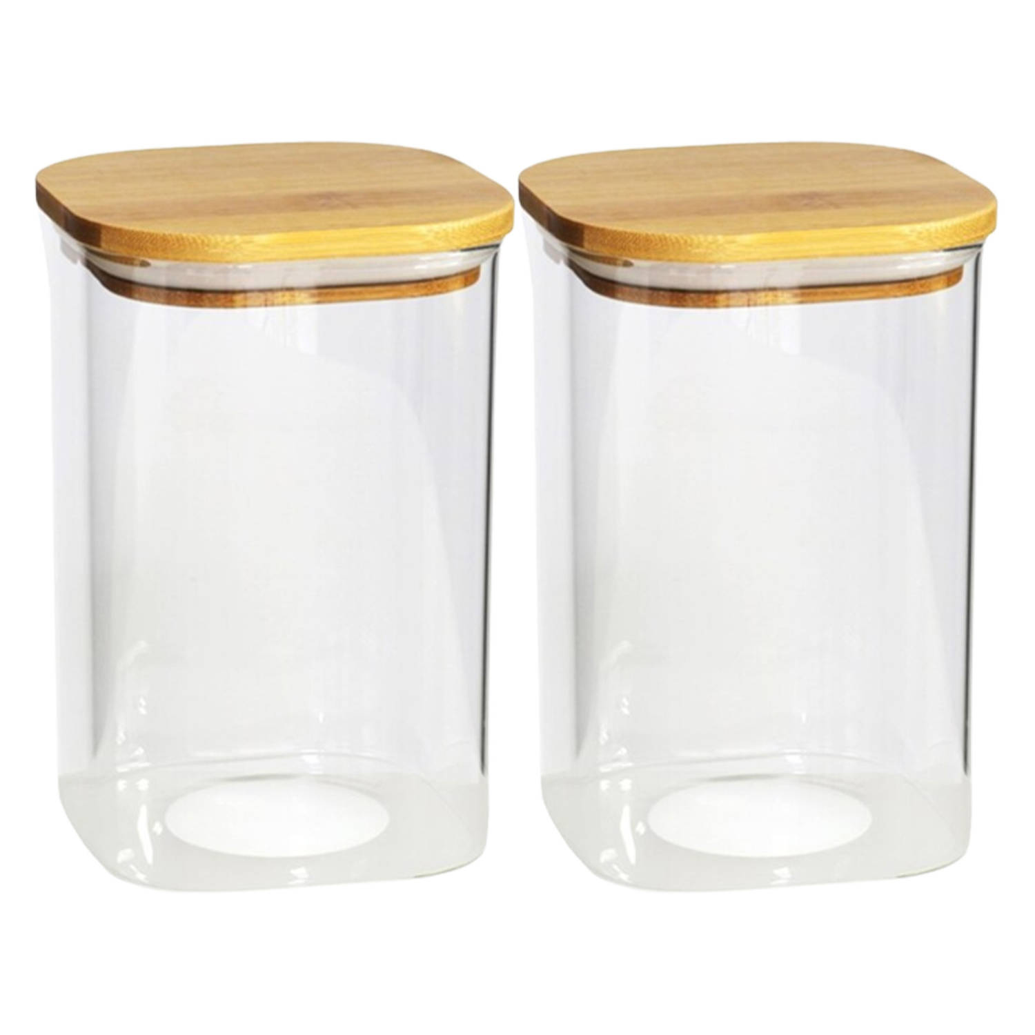 pakket Ambitieus Begrafenis 2x stuks voedsel bewaren keuken voorraadpot - glas - bamboe deksel - 1400  ml - Voorraadpot | Blokker