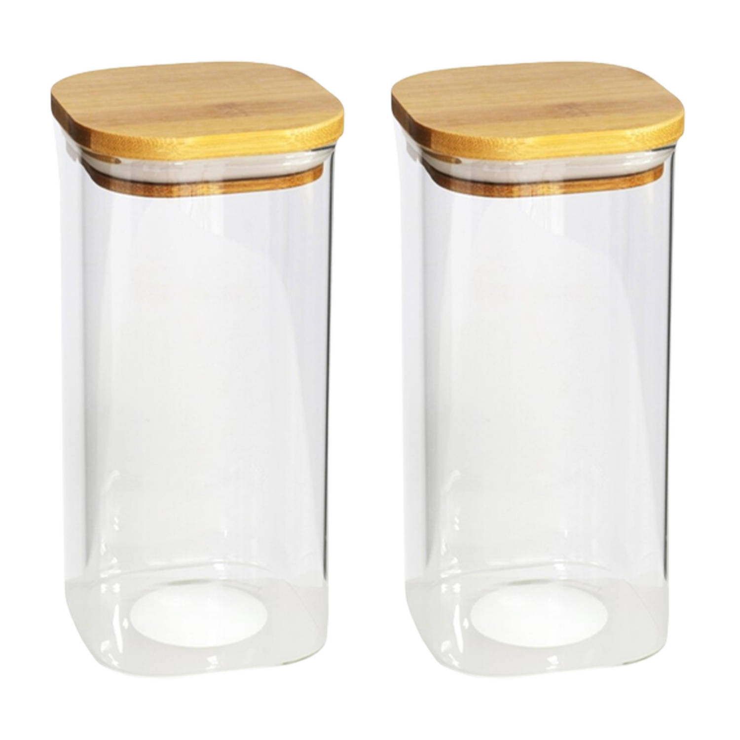 voedsel bewaren voorraadpot - glas - bamboe deksel - 1800 ml - Voorraadpot | Blokker