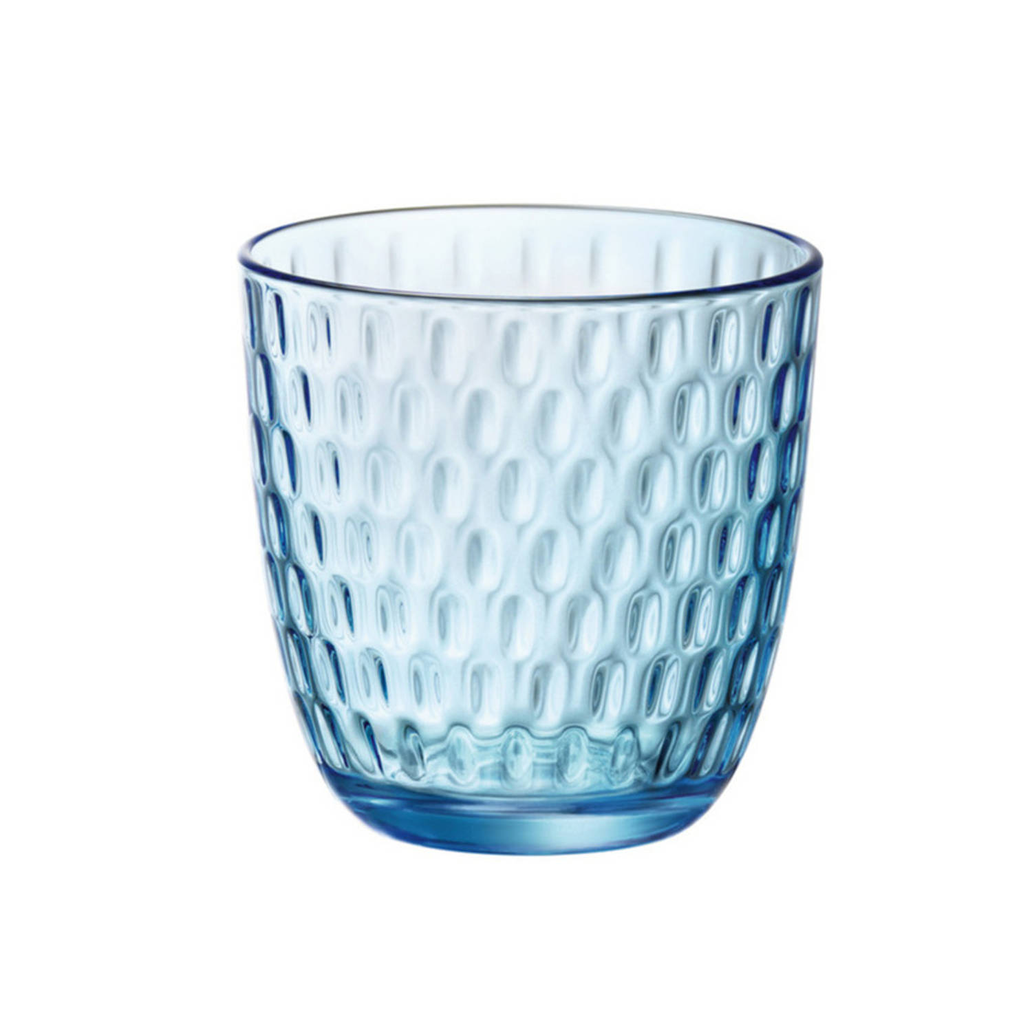 Bormioli Waterglas/drinkglas - blauw transparant met relief - 290 ml - Drinkglazen