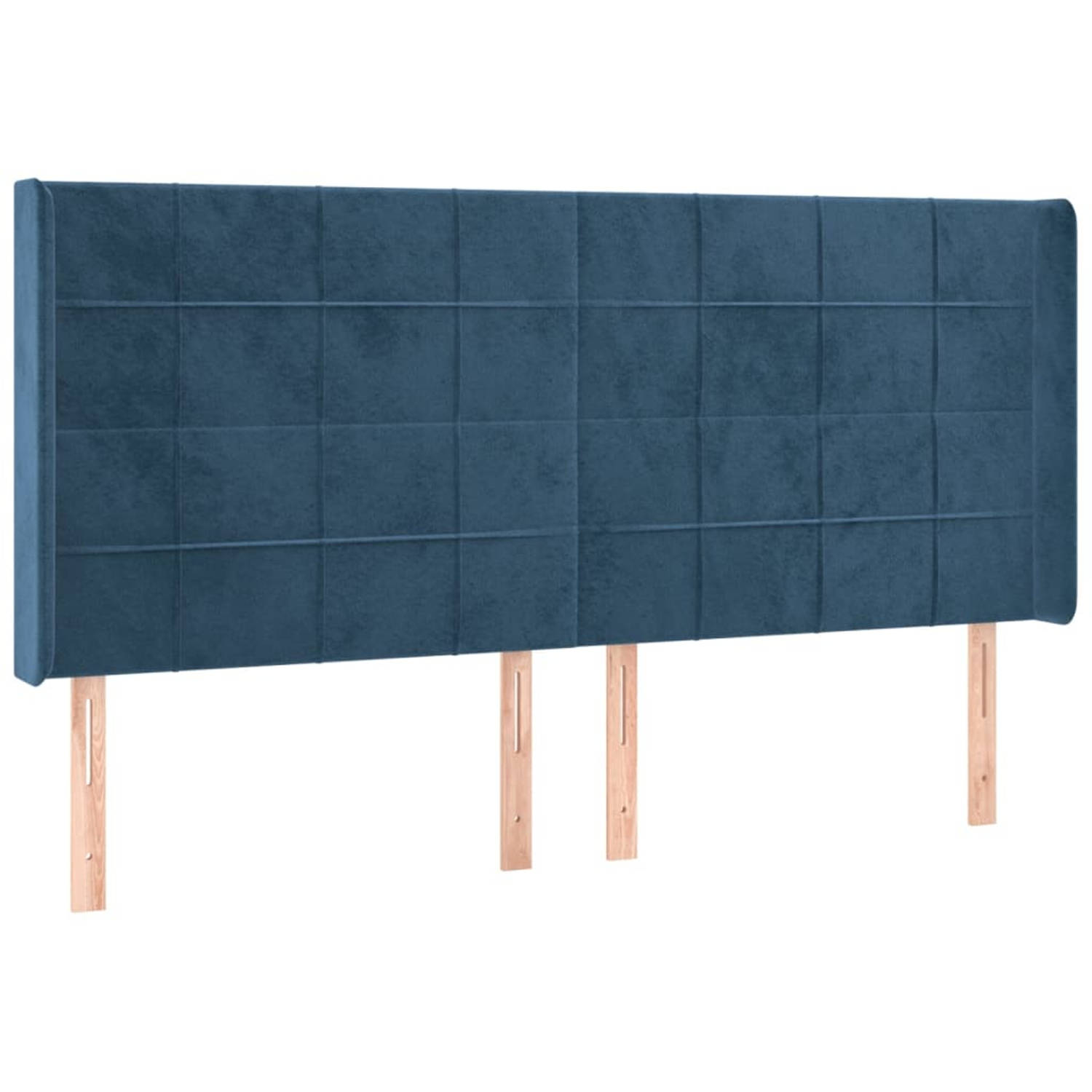 vidaXL Hoofdbord met randen 203x16x118/128 cm fluweel donkerblauw