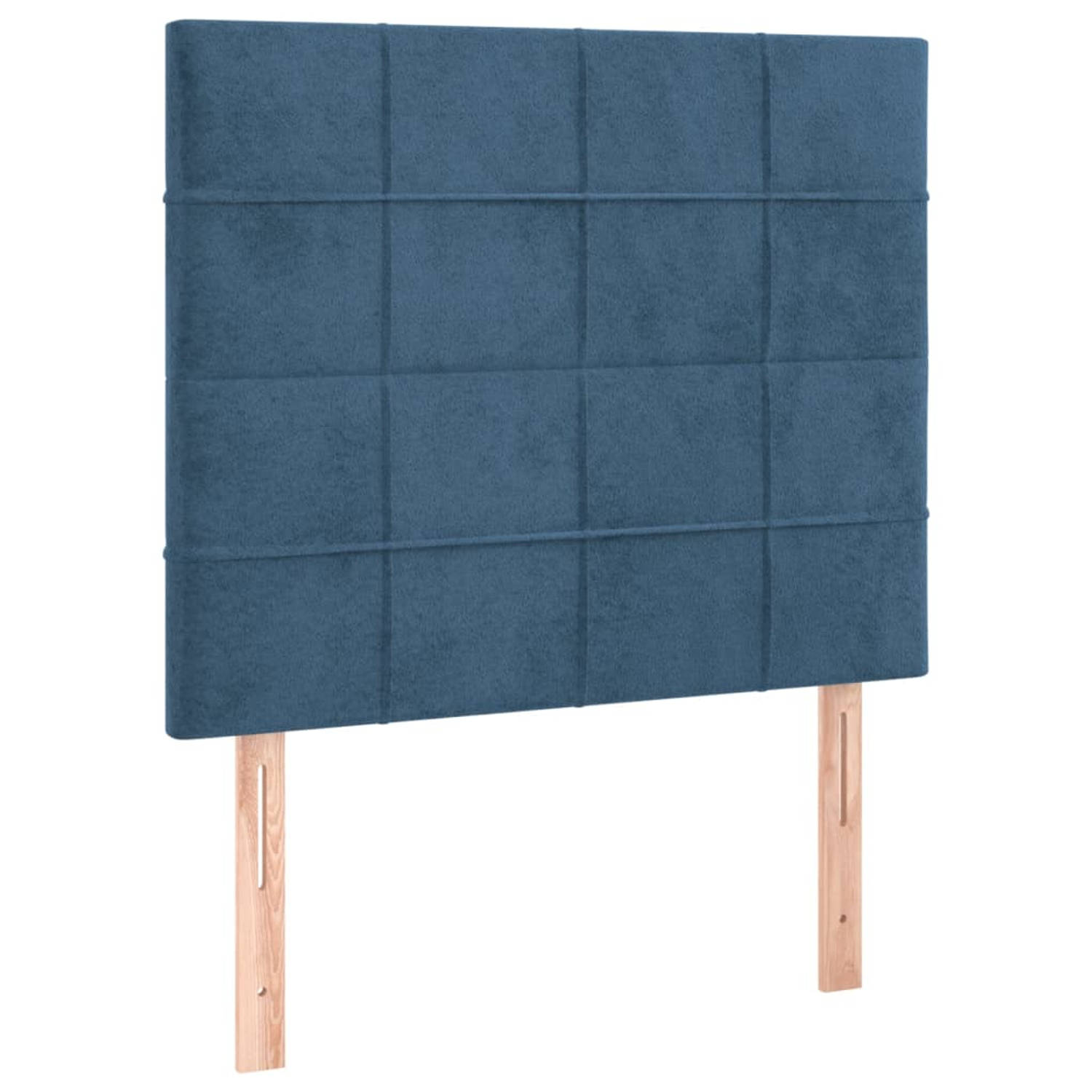 The Living Store Hoofdborden 2 st 90x5x78/88 cm fluweel donkerblauw - Bedonderdeel