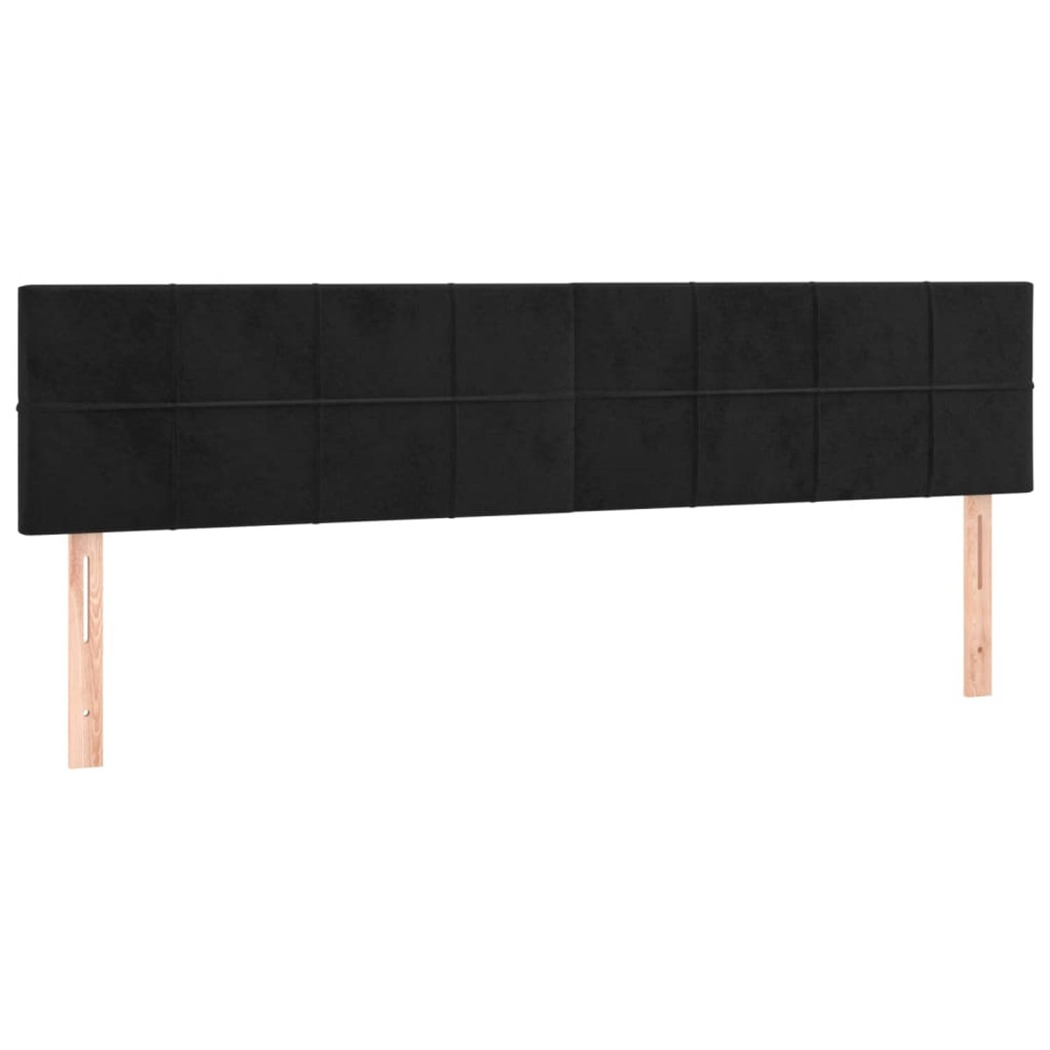 The Living Store Hoofdborden 2 st 90x5x78/88 cm fluweel zwart - Bedonderdeel