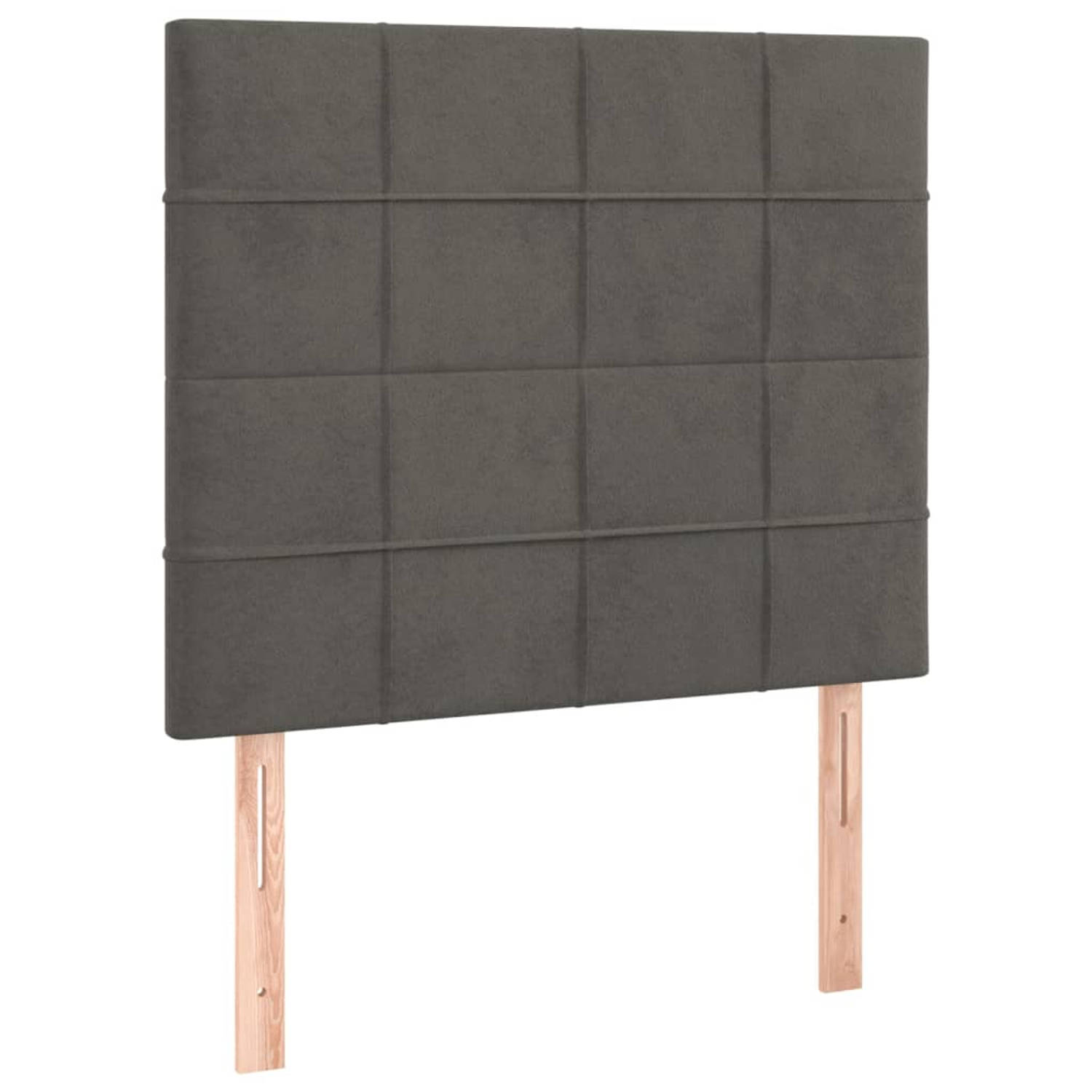 The Living Store Klassiek Hoofdbord - 90x5x118/128 cm - Zacht fluweel - Stevige houten poten - Verstelbare hoogte - Comfortabele ondersteuning - Donkergrijs