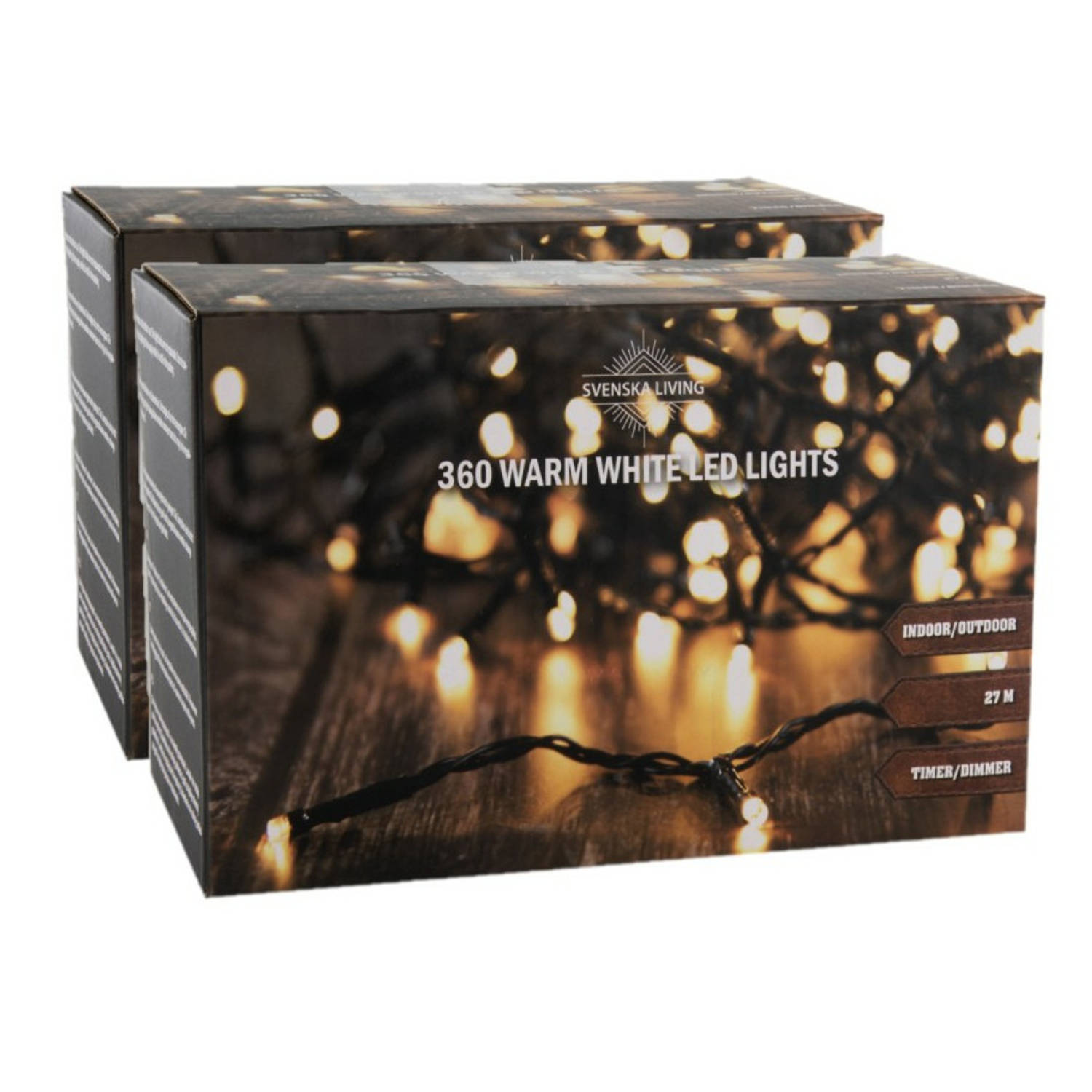 Svenska Living 2x stuks kerstverlichting warm wit 500 lampjes 1000 cm - Kerstverlichting kerstboom