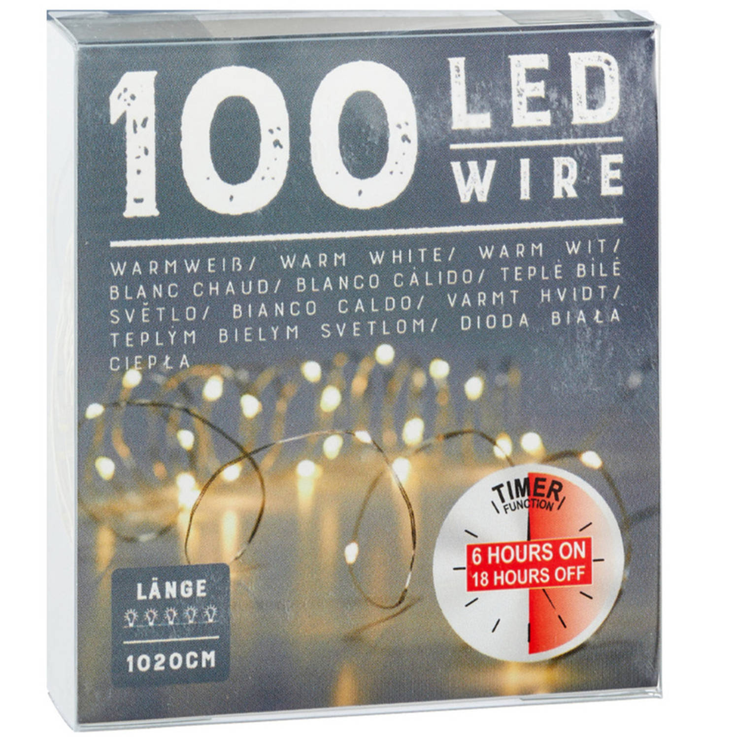 Draadverlichting Lichtsnoer Met 100 Lampjes Warm Wit Op Batterij 1 Meter Met Timer Lichtsnoeren