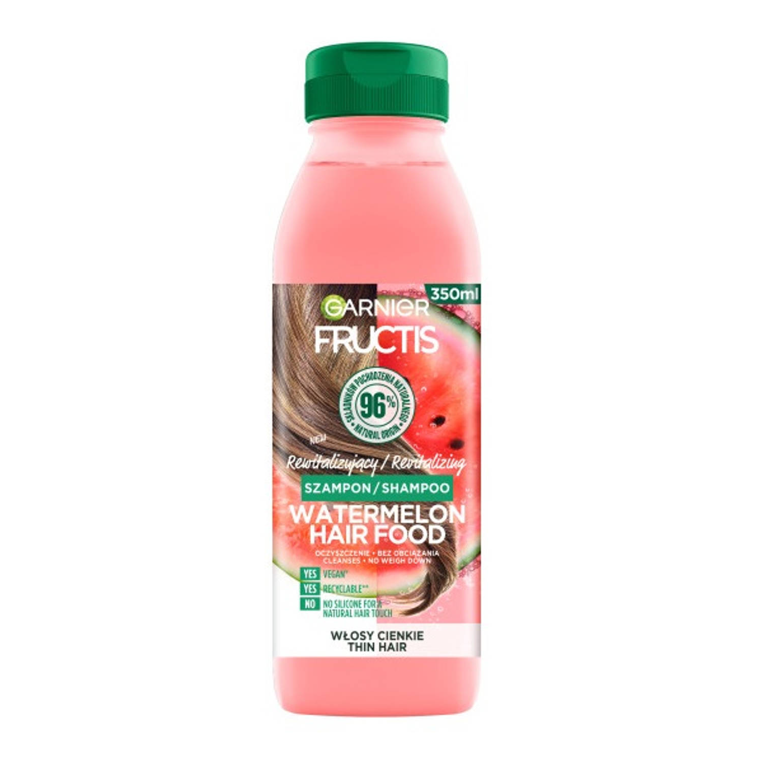 Fructis Watermelon Hair Food Shampoo Revitaliserende Shampoo Voor Fijn Haar 350ml