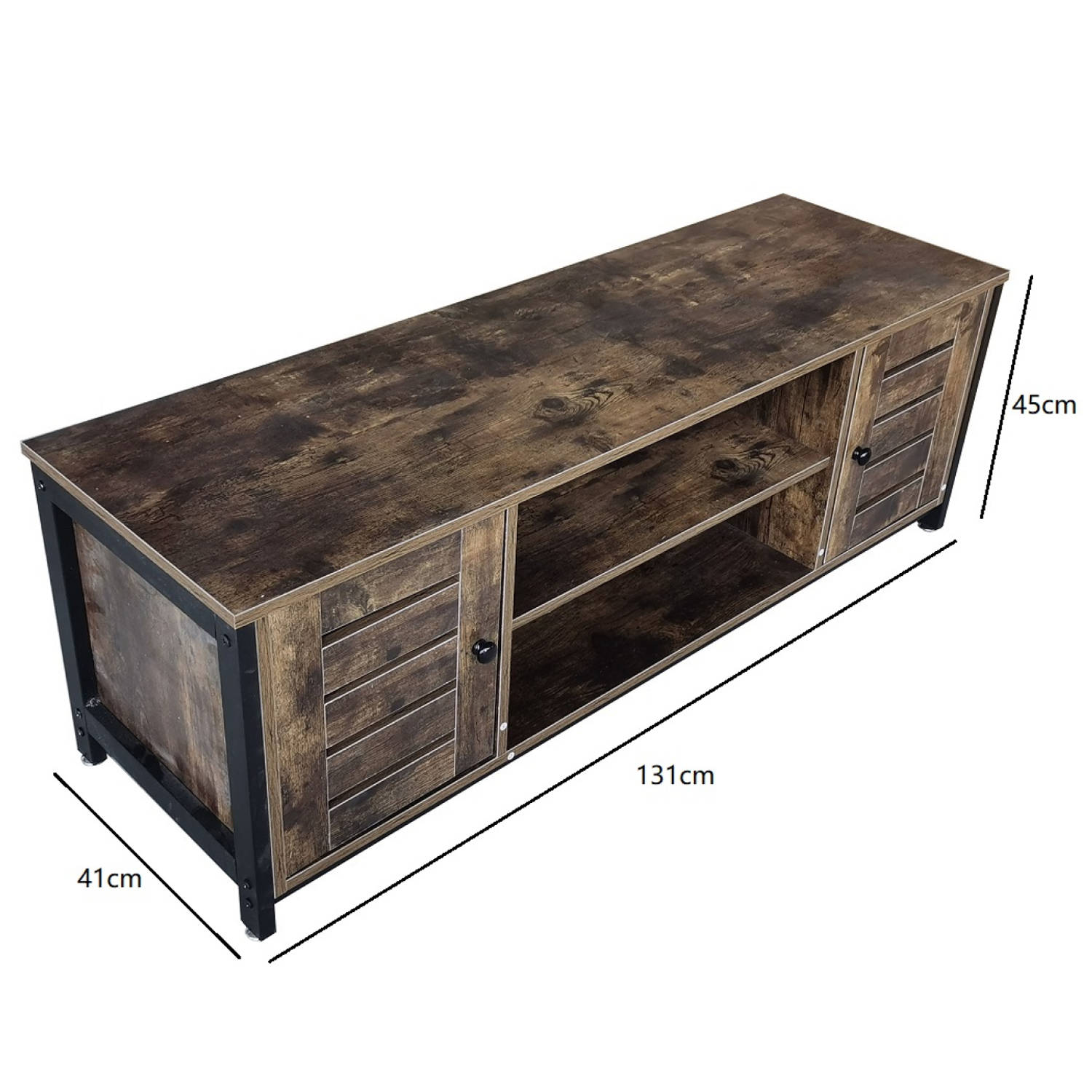 Modernisering schoner garage Tv meubel kast Stoer - dressoir industrieel vintage - 130 cm breed | Blokker