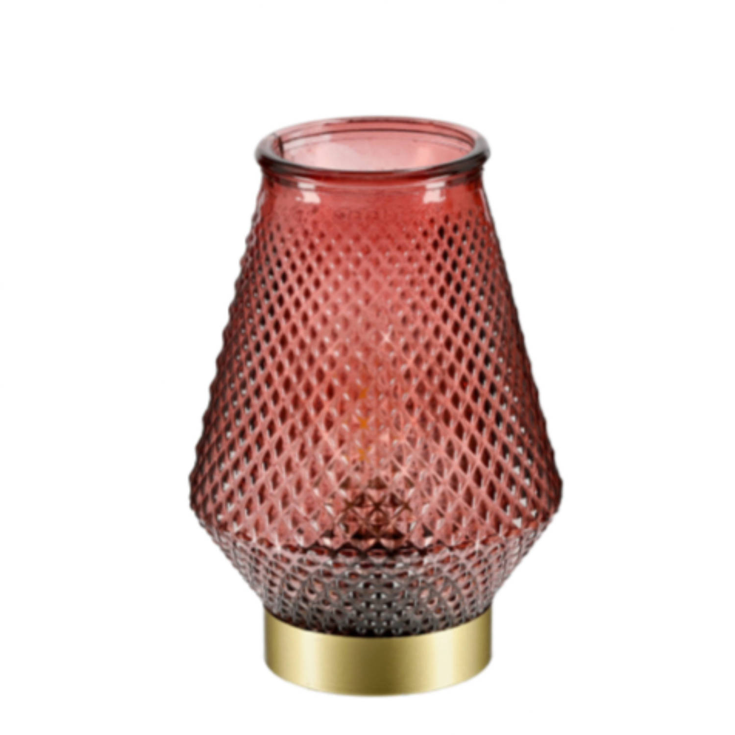 CASA DI ELTURO LED-lamp Ella - Bordeaux Rood - Goud - Werkt op batterijen (incl. lamp) - Ø13 x18 cm
