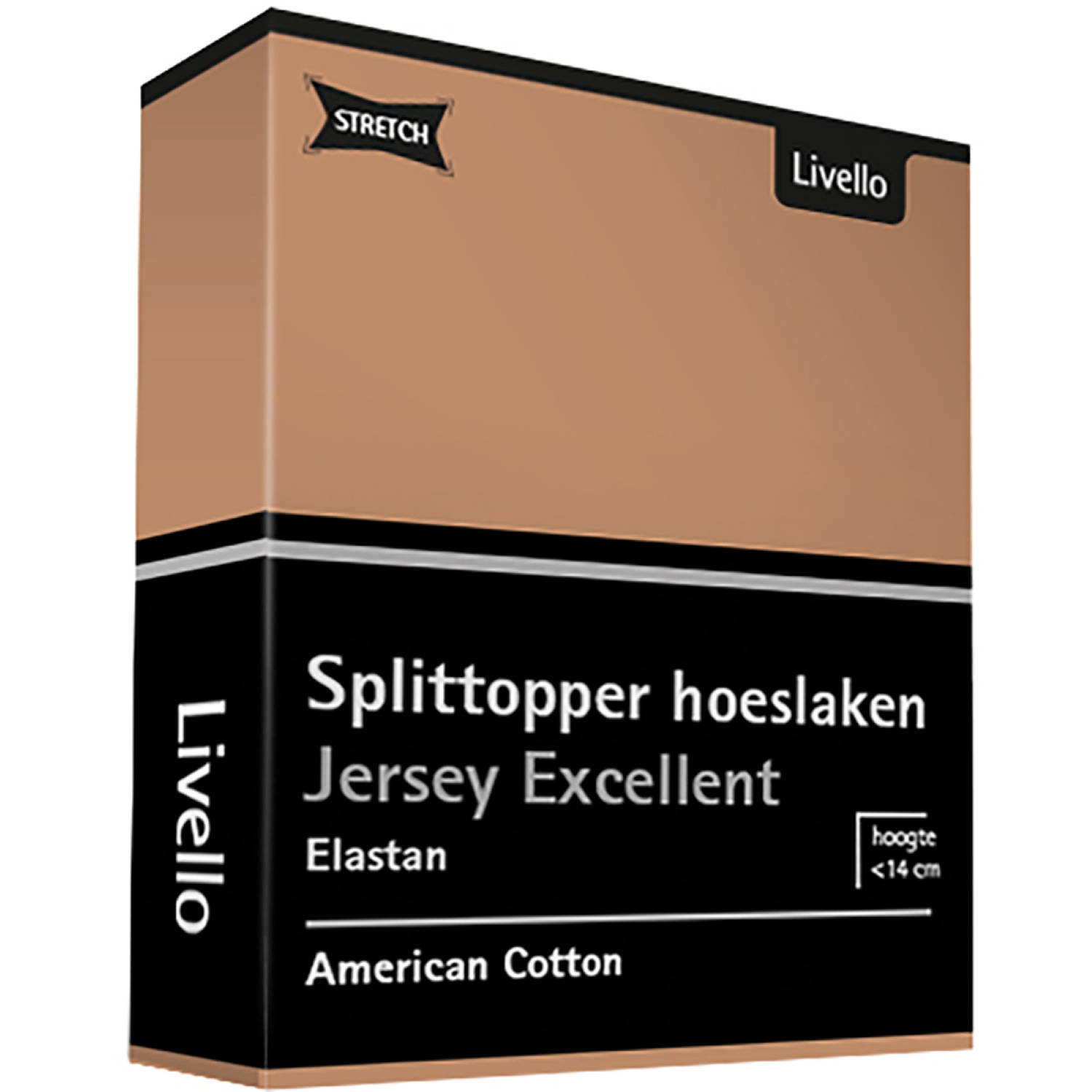 Livello Hoeslaken Splittopper Jersey Excellent Caramel 140 x 200 cm