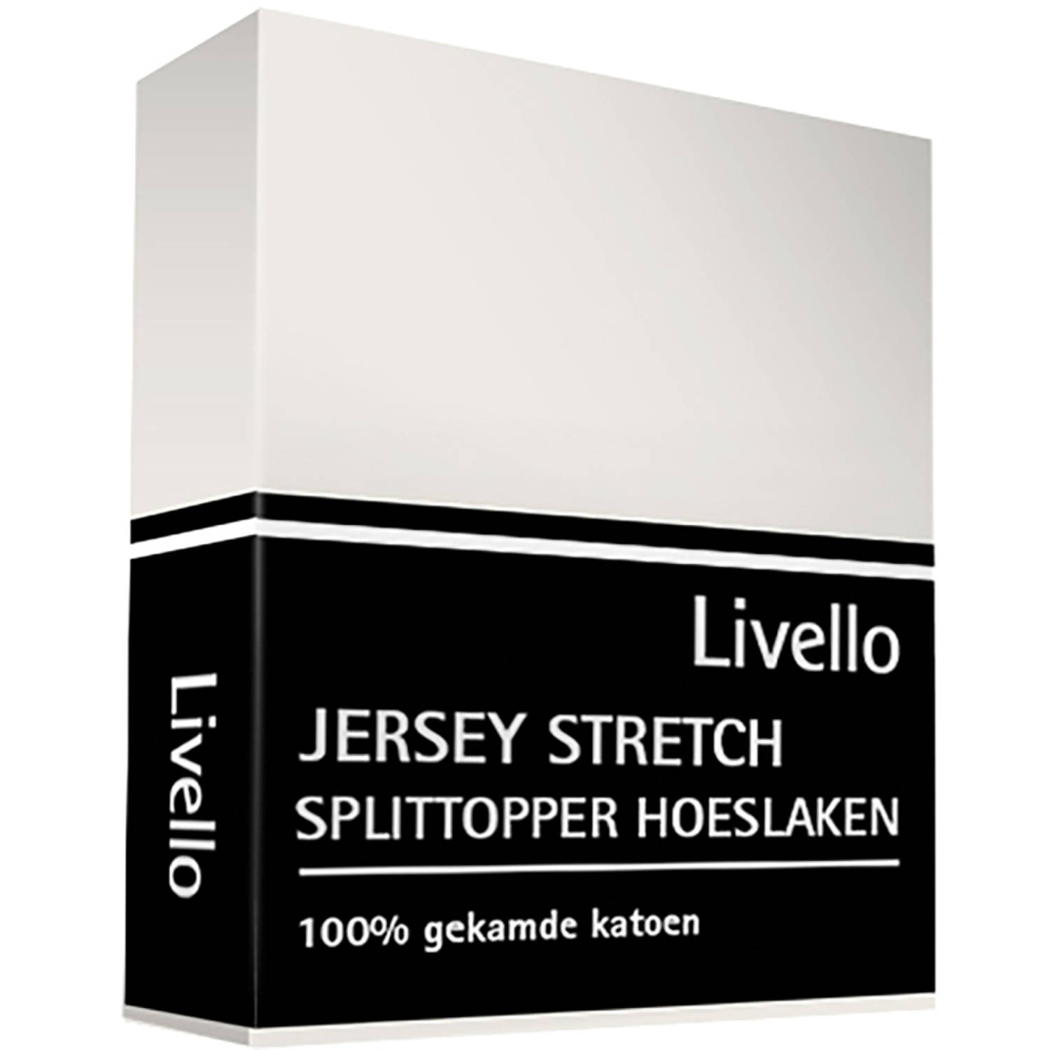 Livello Hoeslaken splittopper jersey Offwhite 140 x 200/ 210 cm