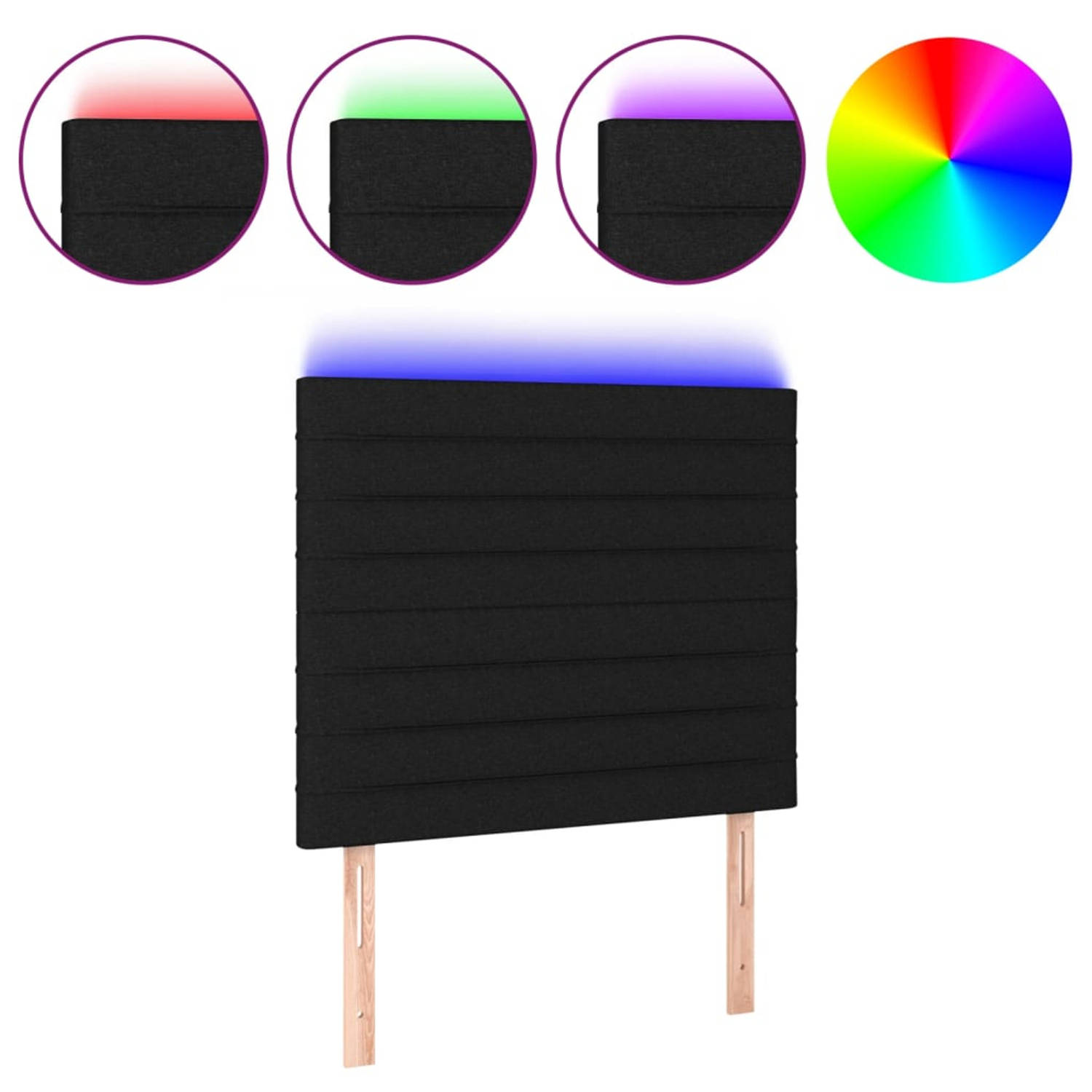 vidaXL-Hoofdbord-LED-90x5x118/128-cm-stof-zwart