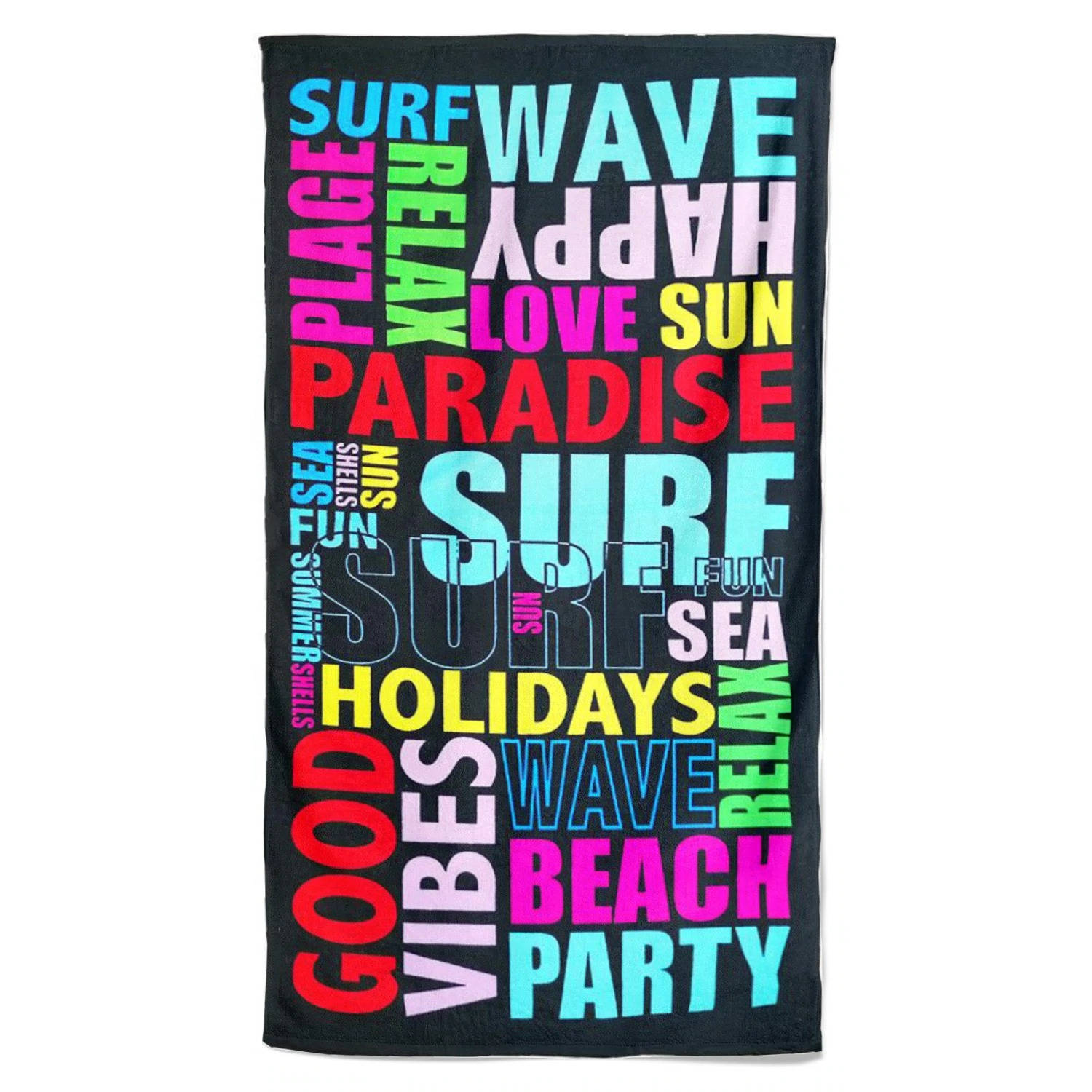 Strand/badlaken Surf Party 70 x 140 cm microvezel - Strandhanddoeken voor kinderen en volwassenen