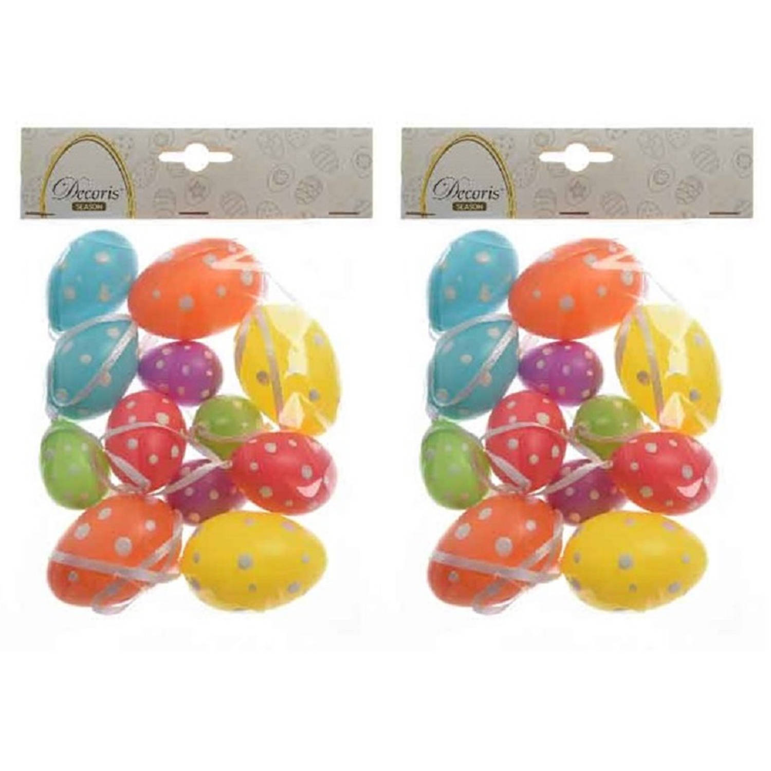 24x Stuks Gekleurde Plastic-kunststof Gestipte Eieren-paaseieren 6 Cm Feestdecoratievoorwerp