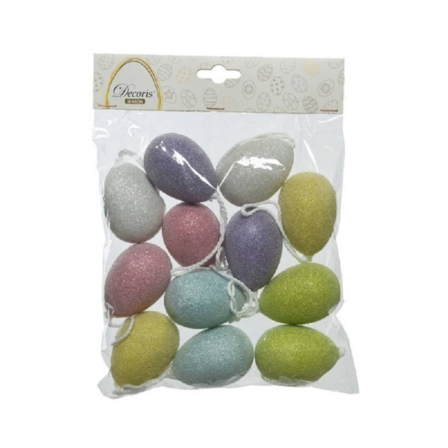 12x Gekleurde Glitter Plastic-kunststof Eieren-paaseieren 6 Cm Feestdecoratievoorwerp