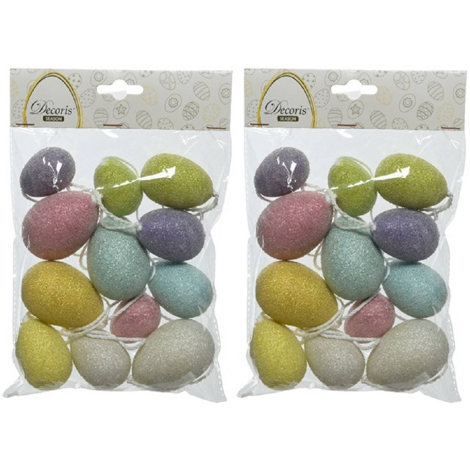 24x Gekleurde Glitter Plastic-kunststof Eieren-paaseieren 4-6 Cm Feestdecoratievoorwerp